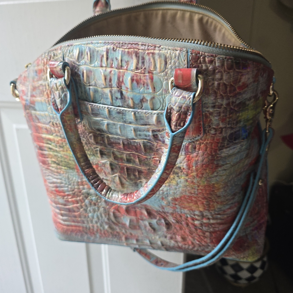 Brahmin Multicolor Crocodile Embossed Satchel